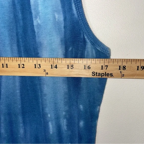 Gramicci Women's Vintage Tank Top Ribbed Cotton Blend Size L Tye Dye Blue USA - Picture 9 of 10
